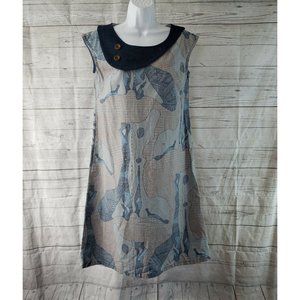 Emily G Womens Dress Sz XS Blue Orange Sleeveless Pullover